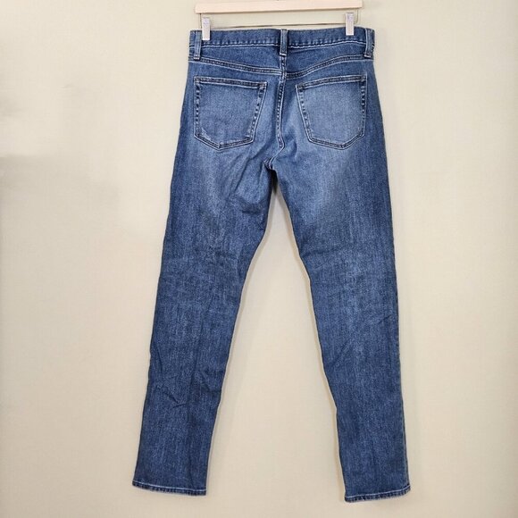 Uniqlo Jeans Mens W 32 Blue Straight Leg Distressed Denim Western Boho Grunge - Picture 2 of 16